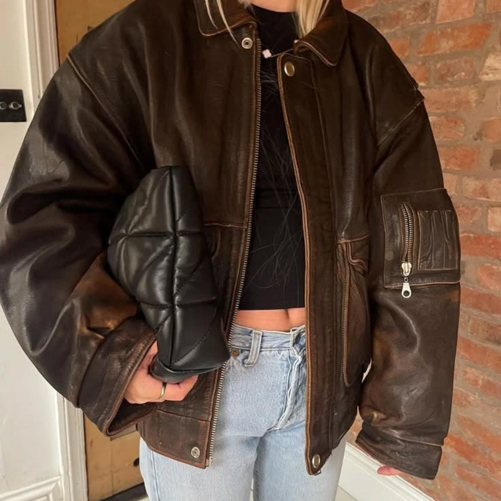 Oversized Vintage Lederjacke